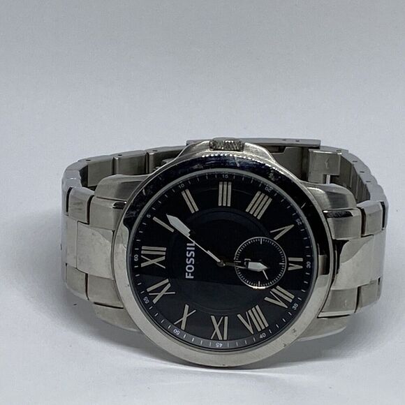 Fossil Grant FS4973 Men's Stainless Steel Analog Black Dial Quartz Watch XR914 - Picture 7 of 12